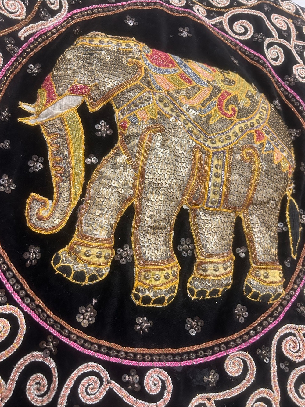 Embroidered velvet Sequined Elephant vest M/L - Black and Gold